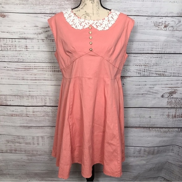 Acevog lace pink sleeveless size‎ xxl vintage look midi Dress - Picture 1 of 7